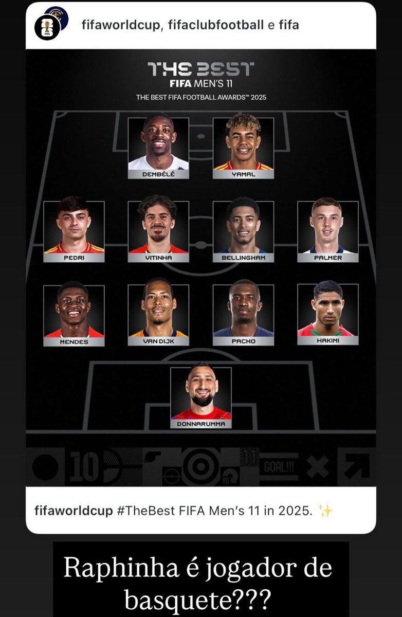 thescreenlad's tweet image. Raphinha’s wife thinks it’s a DISGRACE that her husband is not in the FIFA Pro Team of the Year. She wonders: Is Raphinha a basketball player?