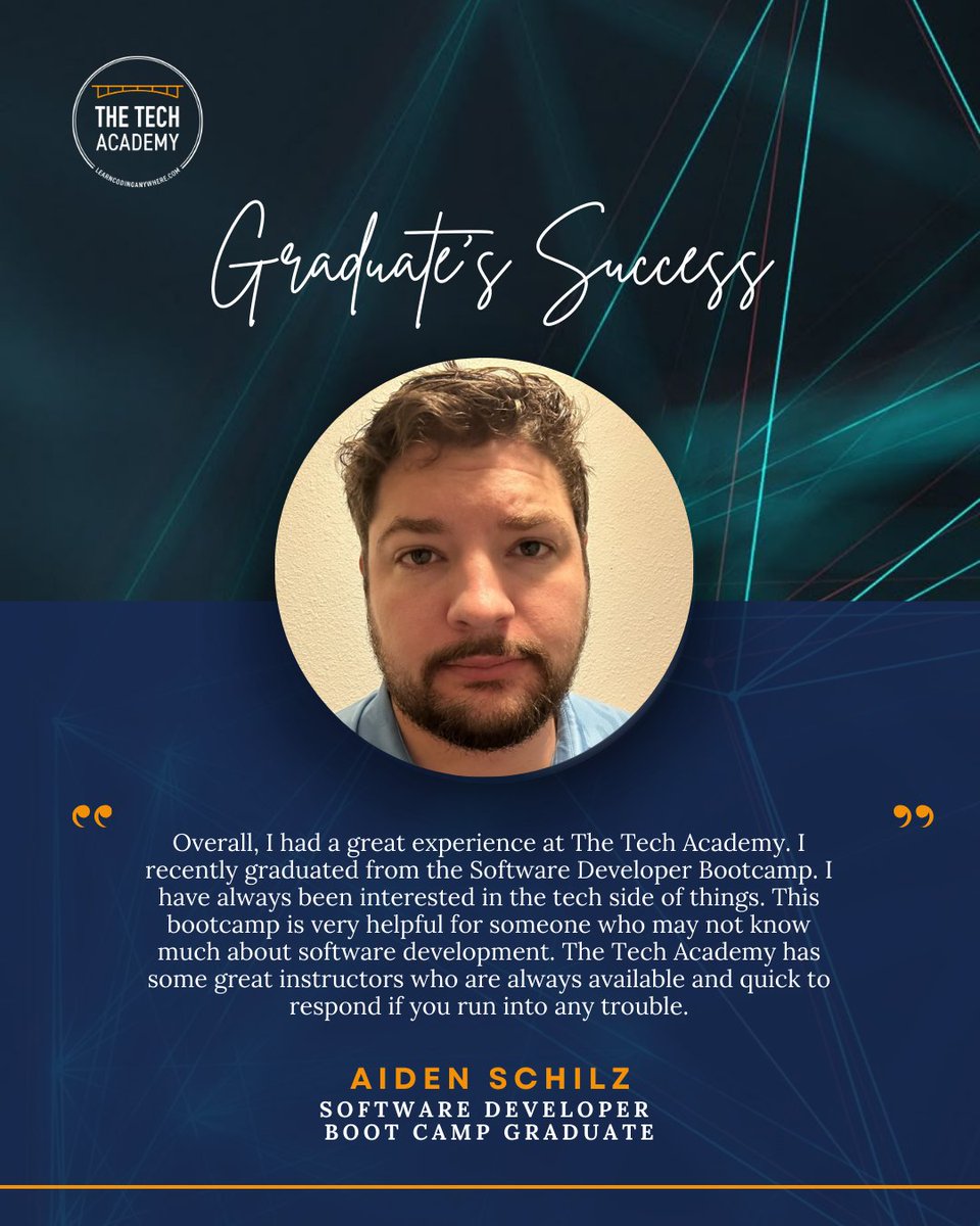 TheTechAcad's tweet image. Curious about tech? The Software Developer Bootcamp at The Tech Academy makes coding fun and hands-on, with instructors who’ve got your back. 

Start learning today! bit.ly/contactTTA

#techsuccess #onlinecodingbootcamp #learncode #codingbootcampreview #thetechacademy