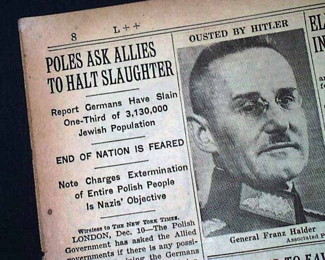 Panie Ambasadorze <a href="/USAmbPoland/">Ambasador Tom Rose</a> , chciałam zapytać :
dlaczego ROZPACZLIWY Apel Rządu Polskiego w Londynie, o powstrzymanie RZEZI ponad 3 000 000 Żydów, której dokonywali Niemcy na terenie okupowanej Polski...ukazał się 11 XII 1942r. na łamach "The New York Times"...drobnym