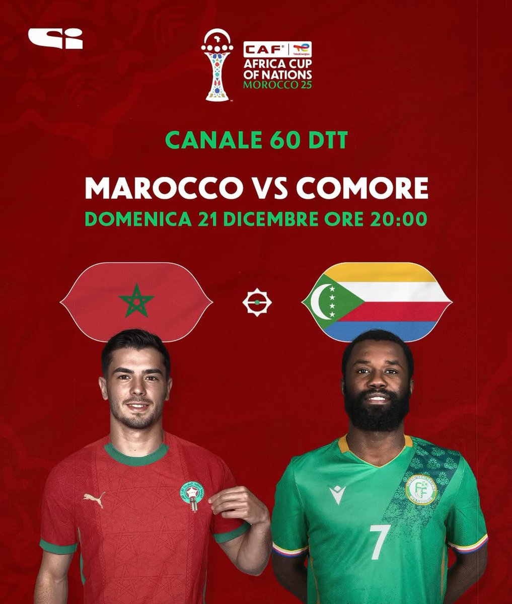 ZoneFRMF's tweet photo. ❗BOOOOMBA 💥 

La Coupe d'Afrique 2025 au Maroc sera diffusée gratuitement sur Sportitalia ! Tous les matchs seront disponibles en direct sur le site et l’application, sans abonnement.

➖ @TvDellosport https://t.co/OrQvJM2LTF