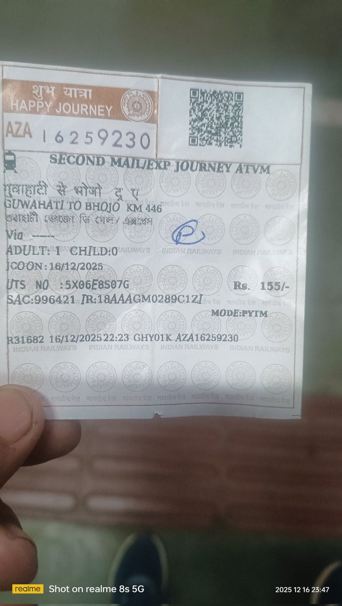 GURURAJ22_'s tweet photo. @RailwaySeva I couldn't avail Sleeper Ticket so I bought General ticket . Now One TT  in Guwahati no.2 platform has taken Rs 500 as charge &amp; alloted me a seat in S-4 coach ,seat no.- from me he told I can have seat  in no. 15603 Train.
Is the ticket valid now &amp; safe to travel ?? https://t.co/Dgay3LUef6