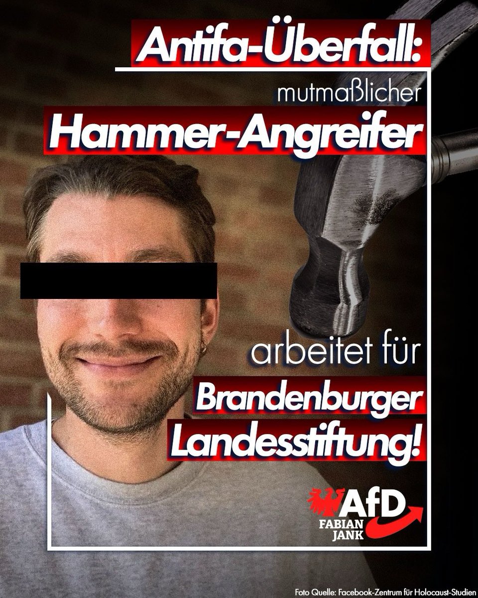 In #Berlin wird derzeit ein Antifa-Angriff auf einen angeblichen Rechtsextremisten verhandelt – mit brisanten Details!

Mehrere Linksextremisten sollen dem Opfer in dessen eigenem Hausflur aufgelauert haben, bewaffnet mit einem Hammer. Die Vorgehensweise erinnert an die