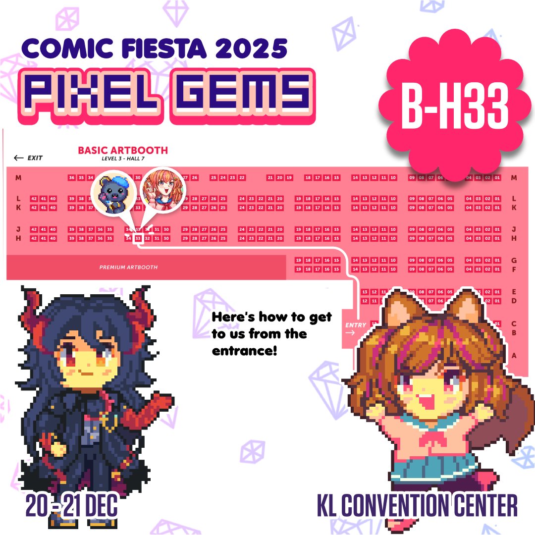 fazziesan's tweet photo. I'll be boothing with fellow pixelartist @azuregemmabyte at our booth, Pixel Gems at B-H33! Please give our pixel arts some loovvesss ❤️🙏❤️

Booth: B-H33
Date: 20 - 21 December 2025
Venue: KL Convention Center

Like what you see already? 👀👀
🛒 PREORDERS OPEN THROUGH DM ❤️ https://t.co/RAtV9XIBI7