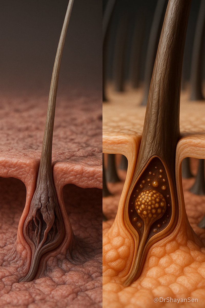 Nos dijeron que la caída del cabello es genética.

Pero tu cabello PUEDE volver.

Esto es lo que está matando tus células capilares y cómo devolverles la vida (antes de que sea permanente): 🧵