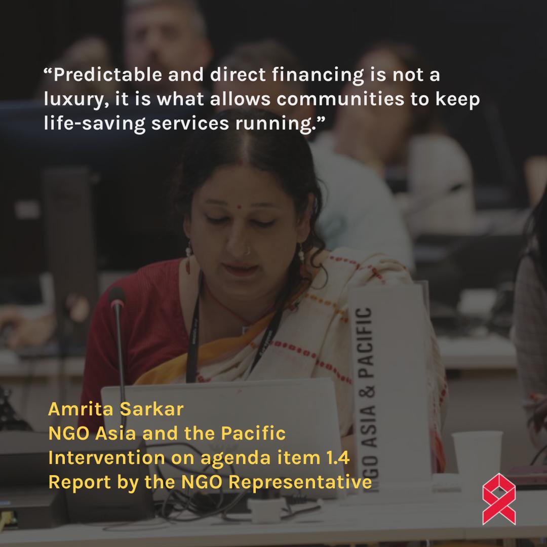 ngopcb's tweet photo. Amrita Sarkar, NGO Asia and the Pacific, delivered a powerful statement on Agenda Item 1.4: Report by the NGO representative #PCB57 #EndAIDS #LetCommunitiesLEAD
https://t.co/1JRasijFd1 https://t.co/D5OvuiPMvf