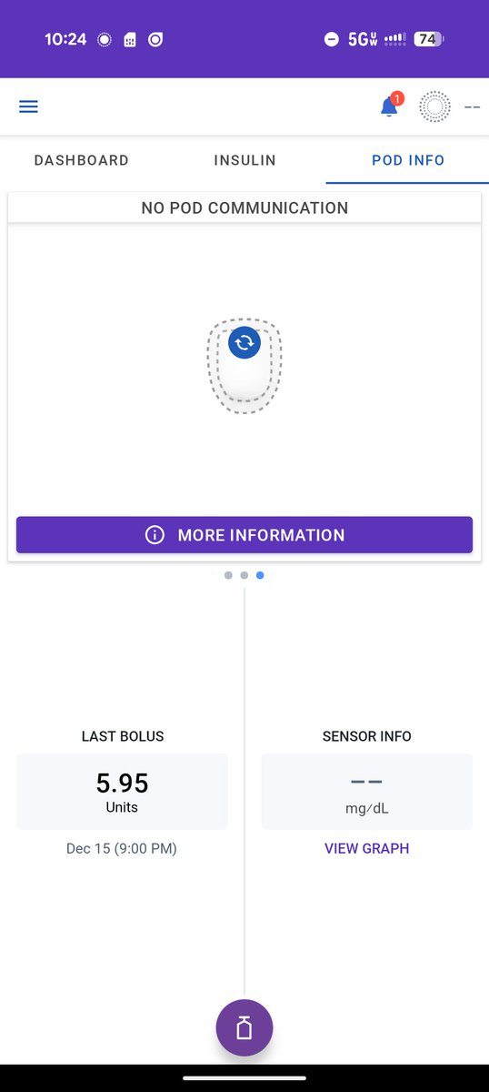SDGIS's tweet photo. @myomnipod. I get this way to much. I restart my phone just to get 5 minutes of connectivity so I can take insulin. https://t.co/OHUtGdimo3