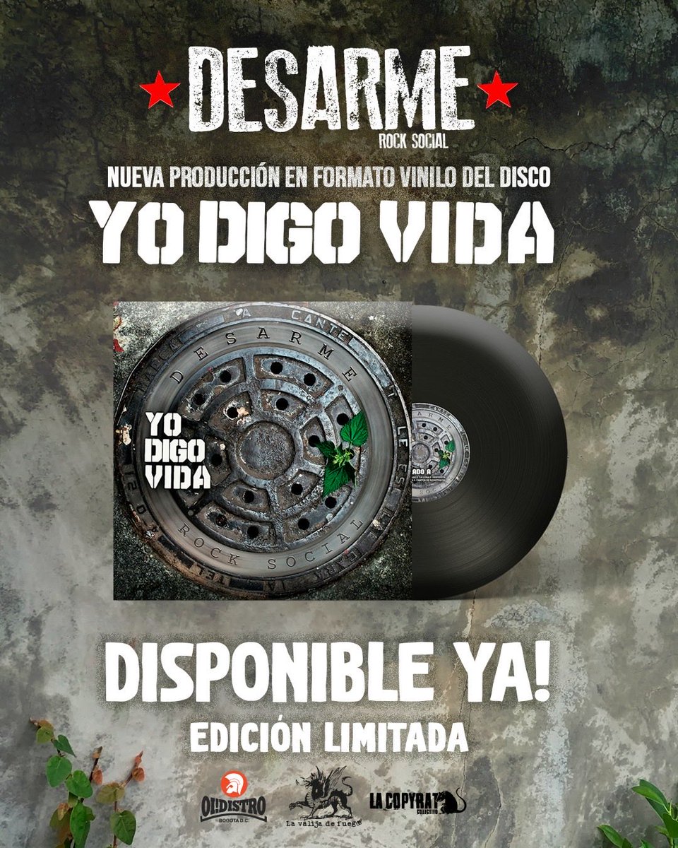 desarmerock's tweet photo. ¡NUEVO Y PRIMER VINILO - DESARME!

Ya está disponible YO DIGO VIDA 🎉 en vinilo. 

Disponible en:

* Inbox 
* La Valija de Fuego 
* OI Distro 
* WhatsApp: 322 2644196 

💥 EDICIÓN LIMITADA 300 COPIAS - PRENSADO EN PARIS VINILO 180 gr.💥

Costo: 130 lks [Envío aparte] https://t.co/Z3LDjVbBVO