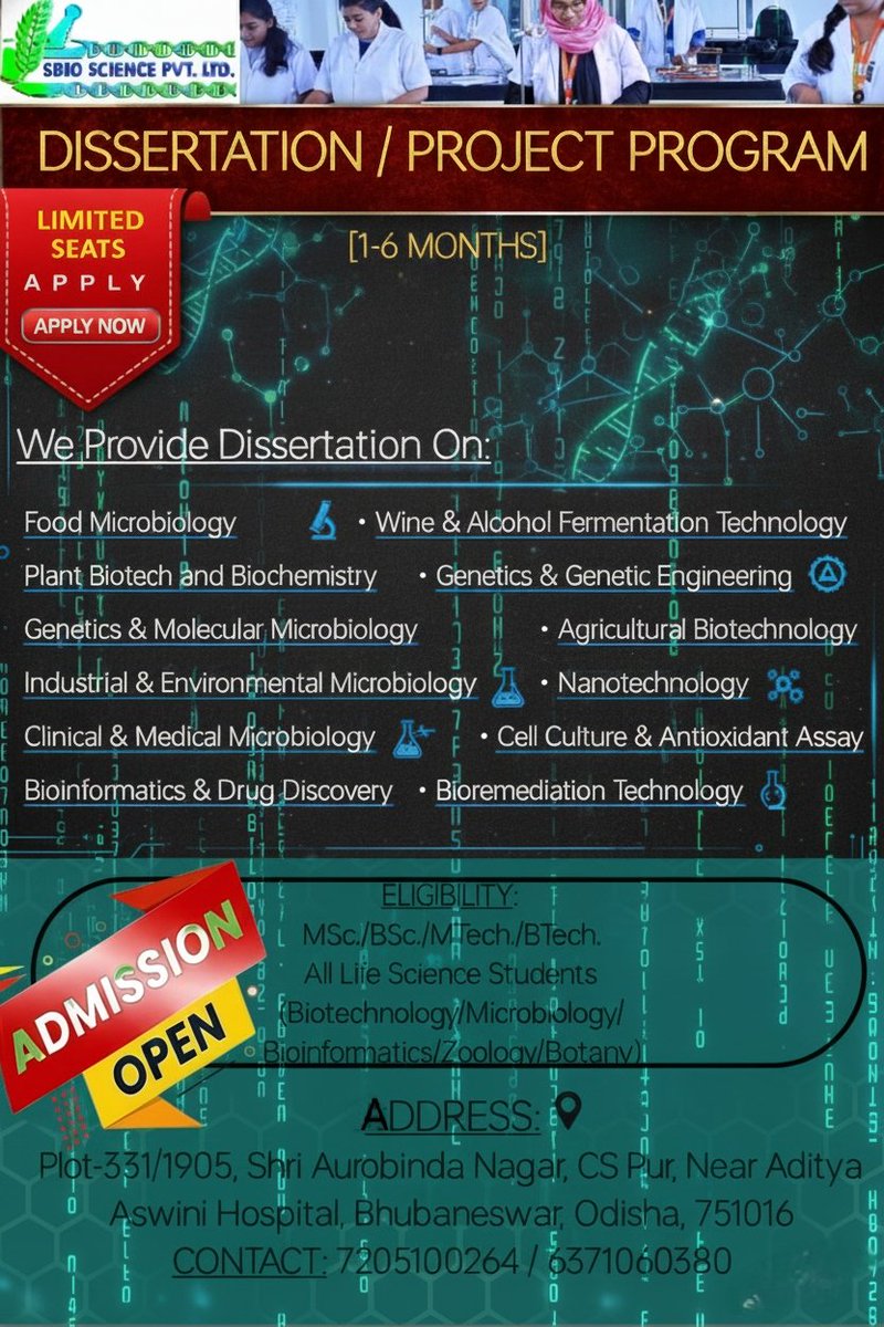 SBio_Science's tweet photo. 📢 DISSERTATION PROGRAM – LIFE SCIENCE 📢

🎓 Admissions Open | January Batch
📅 Program Starts: 1st Week of January

We are launching a specialized dissertation guidance program exclusively for Life Science students. https://t.co/6PkjXvEpir