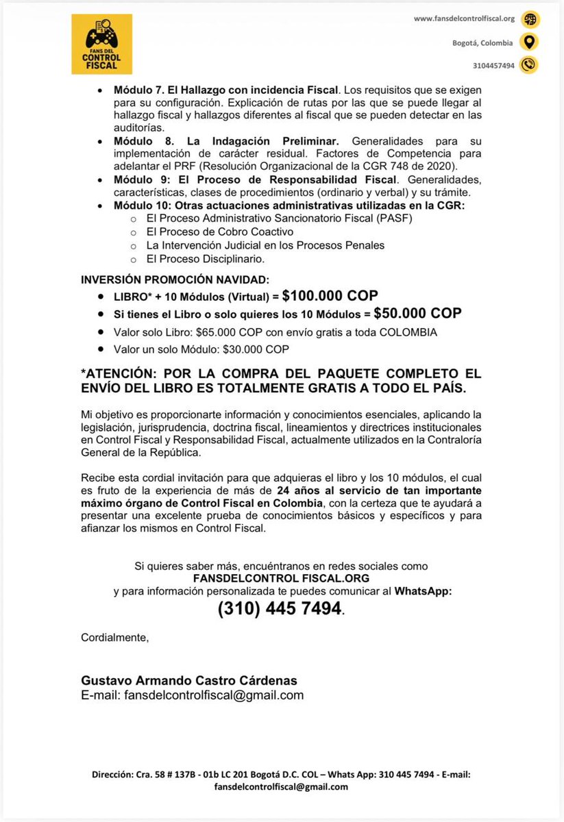 fansdelcontrolf's tweet photo. Son buenas  Noticias, aqui encontrarás  el contenido del libro y los 10 modulos de apoyo audiovisual. inf:3104457494 https://t.co/PrUeIvD8p4