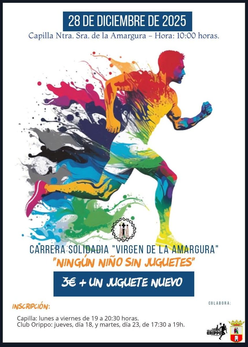 HdadAmarguraDH's tweet photo. 🎉 Vuelve la Carrera Solidaria Virgen de la Amargura
📅 28/12 · ⏰ 10:00 h

📝  lnscripción abierta.
📍 Lugar y horarios en la imagen

💶 3 € + juguete nuevo
💙 Ningún niño sin juguetes https://t.co/eEnG6anXkZ