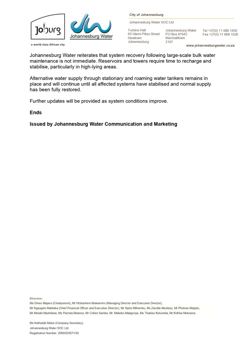 Johannesburg Water tweet media