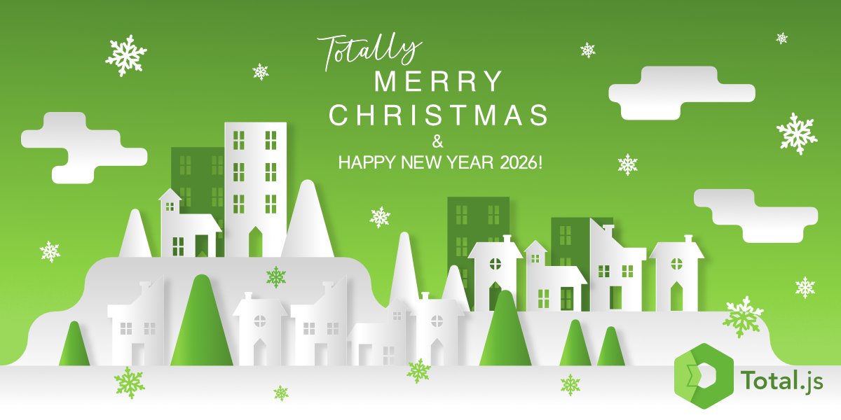 Totally Merry Christmas and a Happy New Year 2026! blog.totaljs.com/posts/30796160… #totaljs #platform #merrychristmas #christmas #newyear #thankyou #nodejs #javascript
