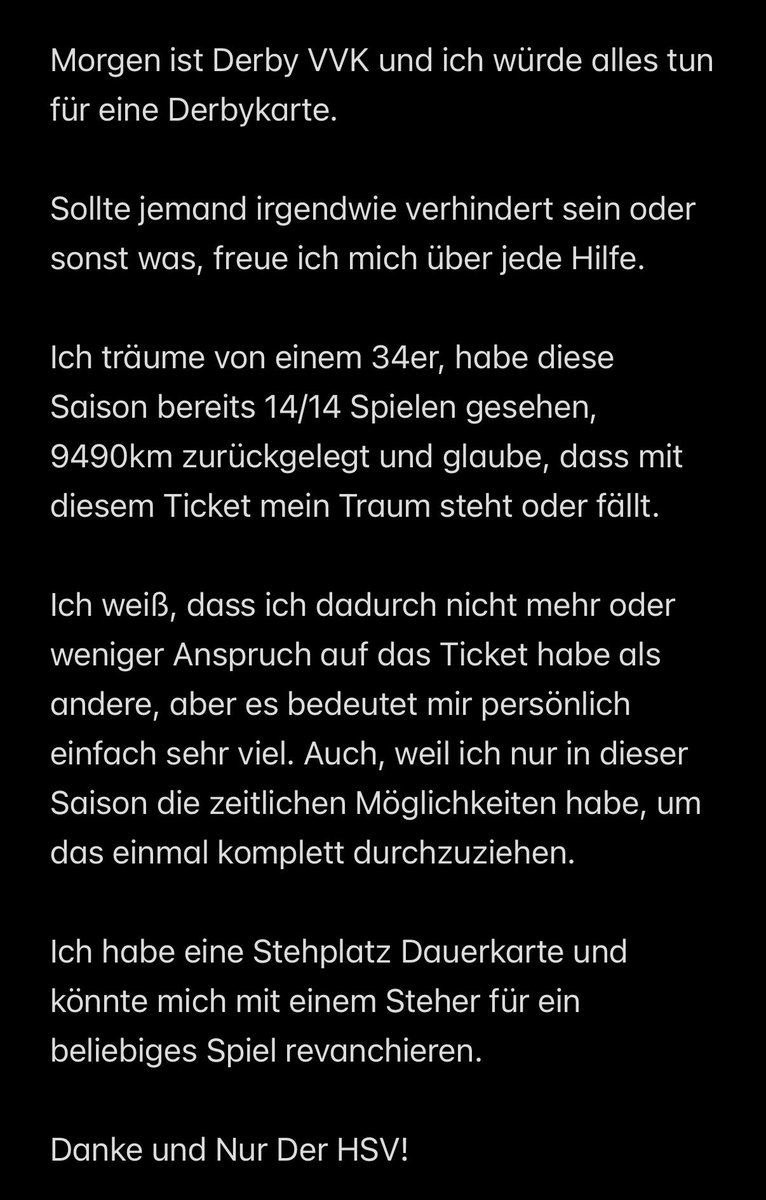 Moin!
Ein wichtiges Anliegen von mir. 
Freue mich über jede Hilfe 🙏

#HSV