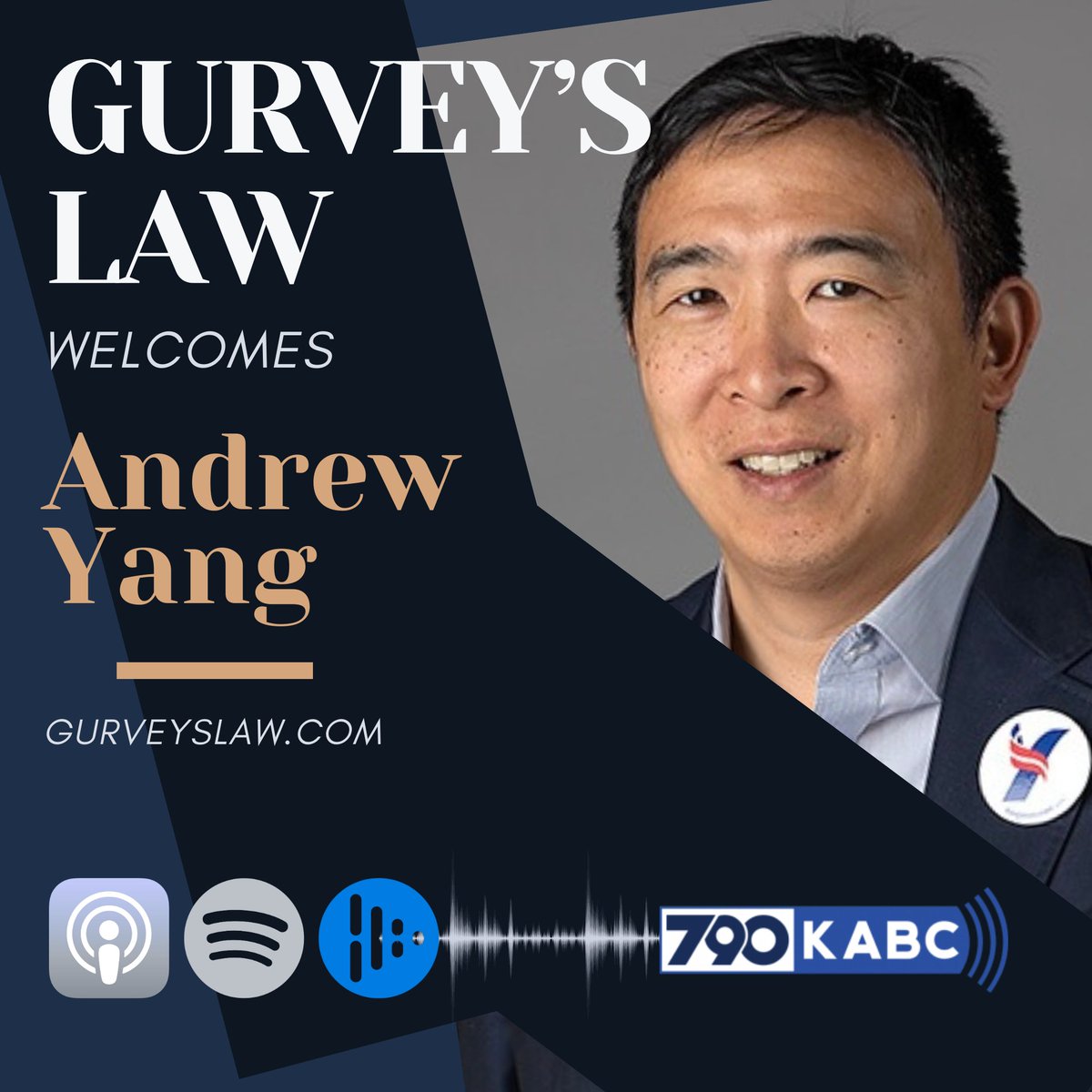 Alan &amp; Michelle go one-on-one with former presidential candidate <a href="/AndrewYang/">Andrew Yang🧢⬆️🇺🇸</a> to talk about his latest business venture <a href="/joinnoblemobile/">Noble Mobile</a>, &amp; his upcoming book "Hey Yang, Where's My Thousand Bucks?".

Listen to all of Gurvey’s Law's episodes at gurveyslaw.com!

#AndrewYang