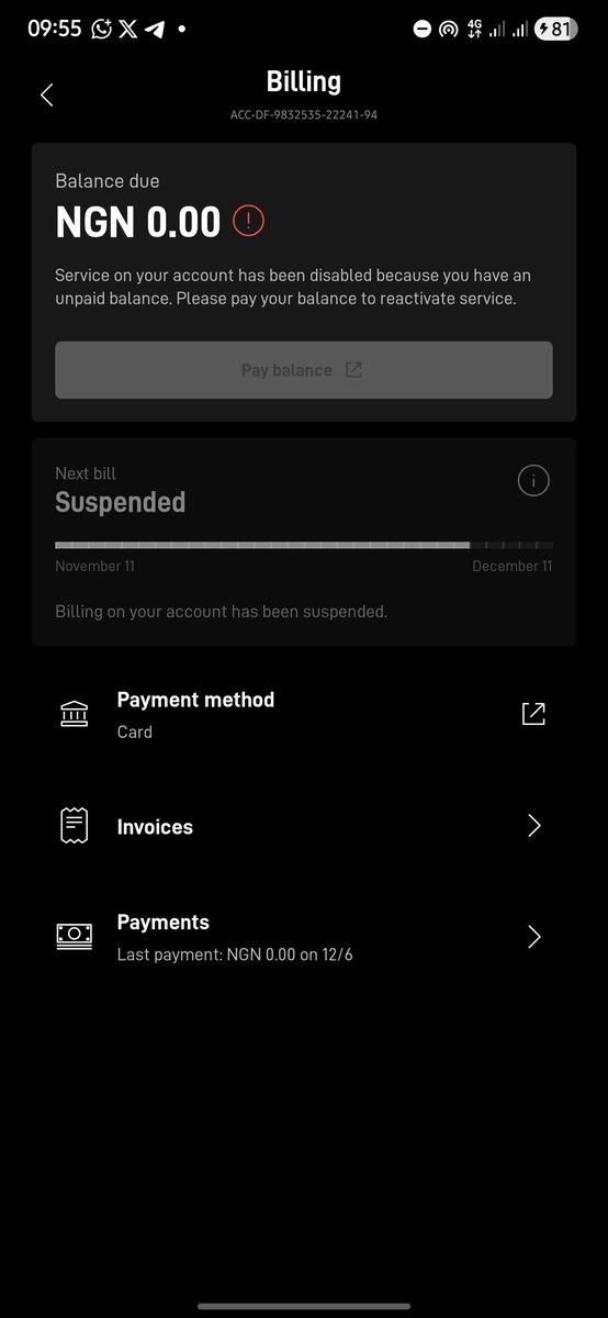 stanexchange's tweet photo. @OPay_NG Opay card is a useless card. For your peace don't use it. I was debited for a transaction and  my  starlink account was suspended because starlink said they haven't receive the money from opay and transactions was subjected to a cash back and for over 2 weeks now, I have been calling opay and chatting their live agent on the app and theres no positive feedback till today. Very poor customer service.

I was also debited twice for a Netflix subscription no feedback yet on that.