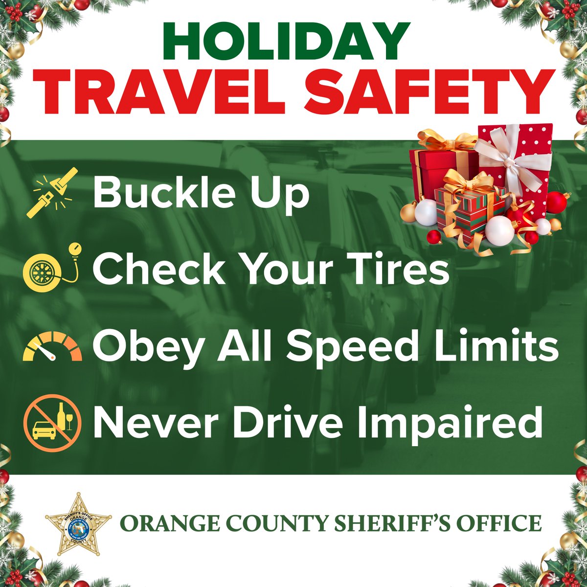 OrangeCoSheriff's tweet image. Traveling this holiday season? 🎁 Make sure you and your vehicle are road-ready with these safe-driving tips.
🚗🎄

#HolidayTravel #DriveSafe #RoadReady
