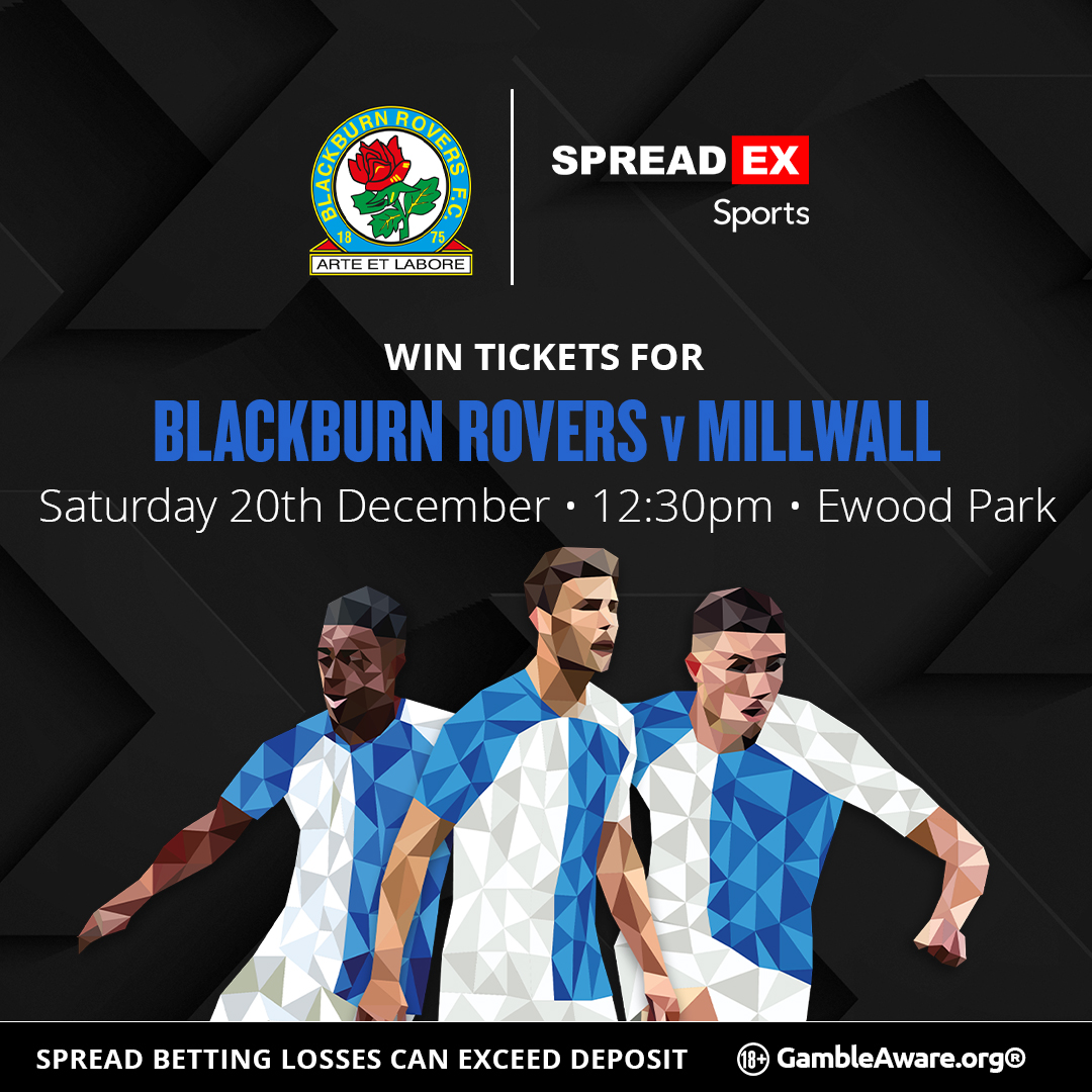 We are giving you the chance to win a pair of tickets to <a href="/Rovers/">Blackburn Rovers</a> 🆚 Millwall!🎟️

For the chance to win🥇:

1⃣ Follow us , Repost this post &amp; Tag a mate!♻️
2⃣ Enter your details in the entry form below⤵️
spreadex.com/blackburnga

TS&amp;C's apply🔞