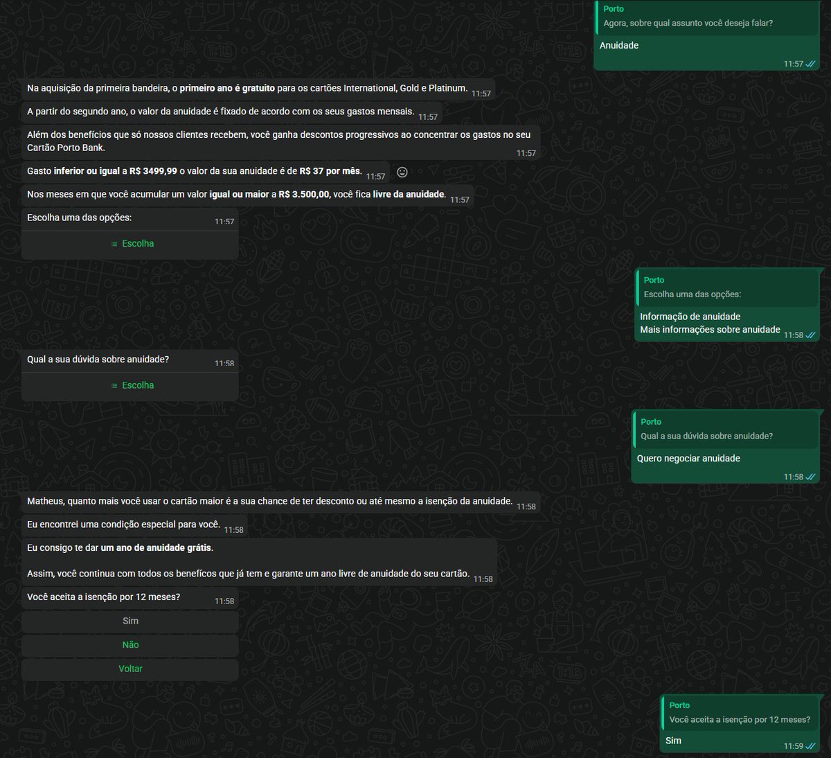 isso aqui devia ser um crime, o chatbot já tem um rolê programado pra te dar anuidade gratis por 1 ano, ou seja, é só pra pegar grana de sleeper msm