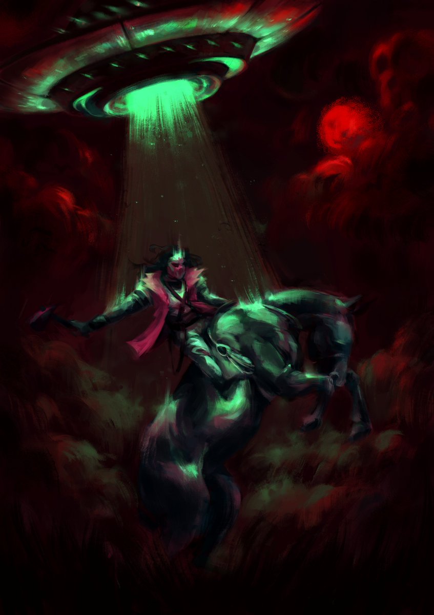 larryaiz's tweet image. Aguiar montado a cavalo mas o cavalo está sendo abduzido.

#HEXATOMBE