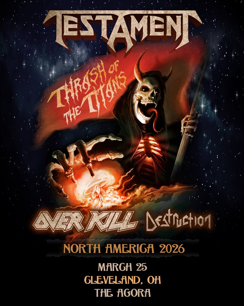 wjcumetal's tweet image. Just Announced:

"Thrash Of The Titans"
Testament w/Overkill &amp;amp; Destruction
Wednesday, March 25
The Agora

Tickets on sale Friday, December 19 @ 10 a.m.
axs.com/events/1261319…