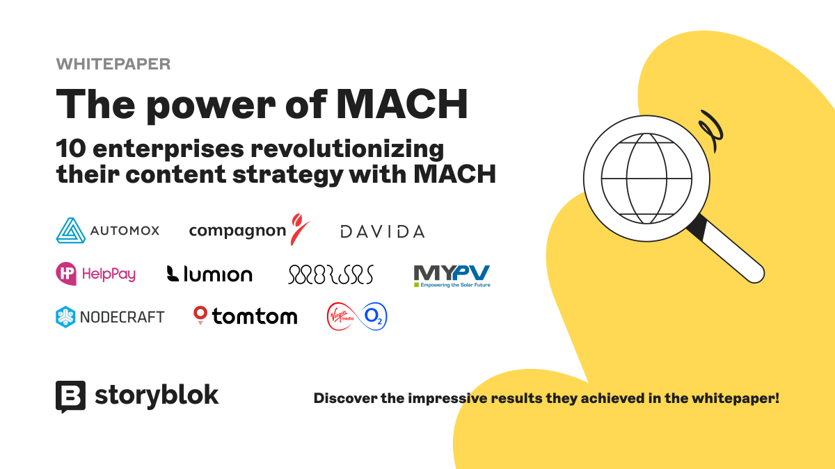 storyblok's tweet image. Content still rules, but now it’s all about speed, optimization, and staying consistent everywhere. 

#MACH architecture puts content in control, so you can scale fast and convert across every channel. 

See the results of 10 enterprises that adopted MACH: storyblok.com/lp/mach-conten…