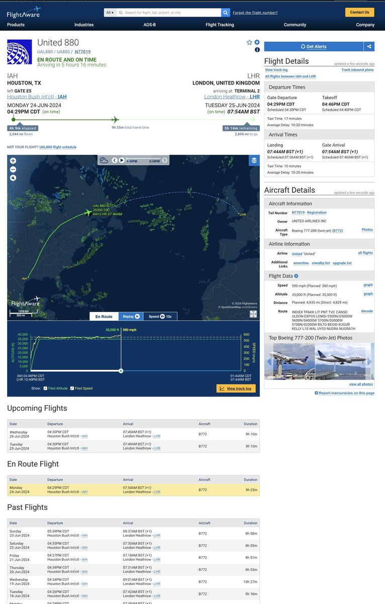 girdley's tweet photo. A fact that still blows my mind:

This Boeing 777 spends about 20 hours a day in the air. And only about 4 hours on the ground each day. ~80% of its life is spent above 30k feet. https://t.co/akl36SCehz