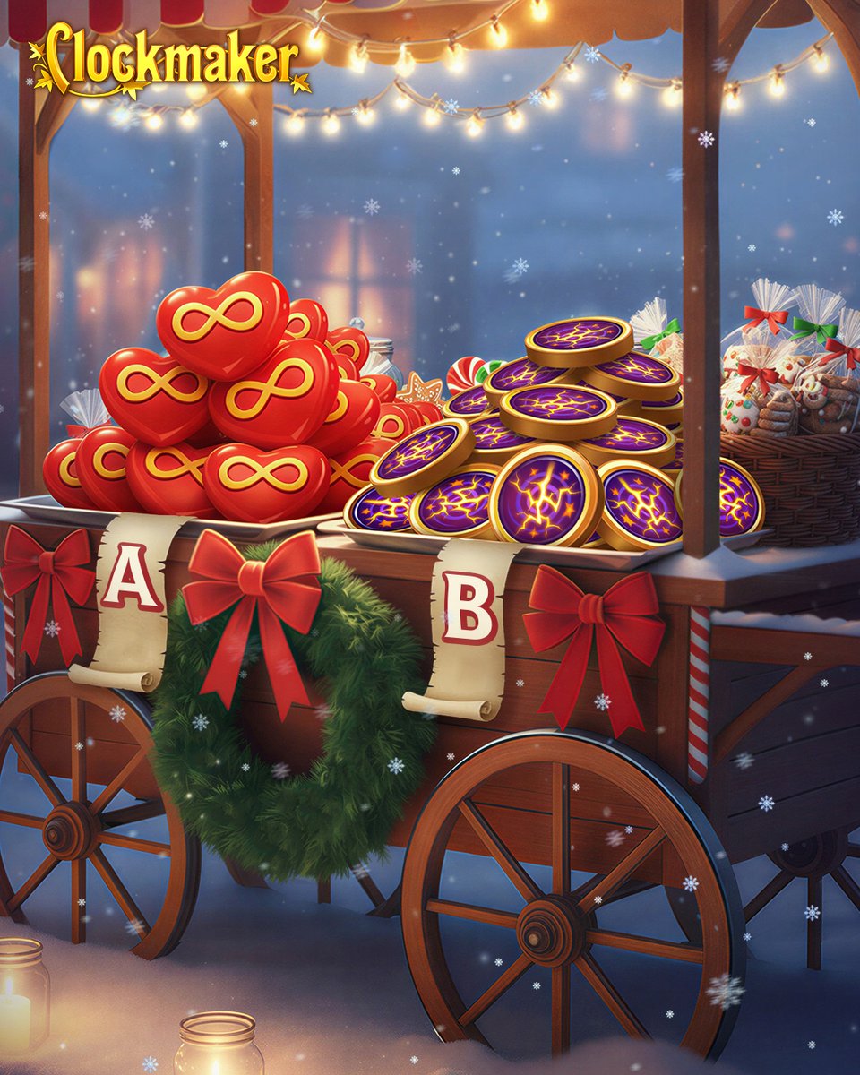 ClockmakerGame's tweet image. 🎁 𝐂𝐡𝐨𝐨𝐬𝐞 𝐲𝐨𝐮𝐫 𝐭𝐫𝐞𝐚𝐭 𝐢𝐧 𝐂𝐥𝐨𝐜𝐤𝐦𝐚𝐤𝐞𝐫! ➡️ play.belka-games.com/twi

A certain Christmas event is about to begin very soon 🎄 Help us pick a starting bonus: 𝟏 𝐡𝐨𝐮𝐫 𝐨𝐟 𝐋𝐢𝐯𝐞𝐬 or 𝟏 𝐂𝐨𝐥𝐨𝐫! Vote now in the comments 👇

#mobilegames #clockmaker