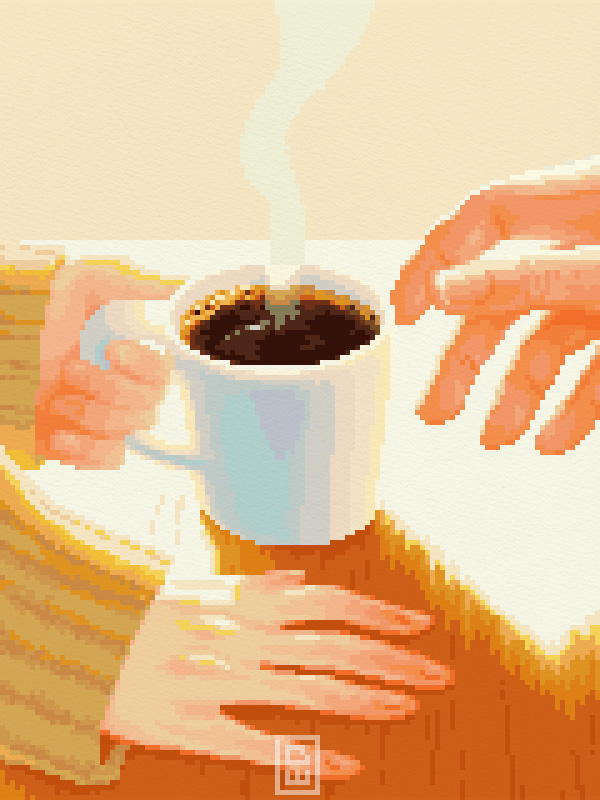 Your daily dose of sunshine.☕️✨ #WIP #pixelart #ドット絵