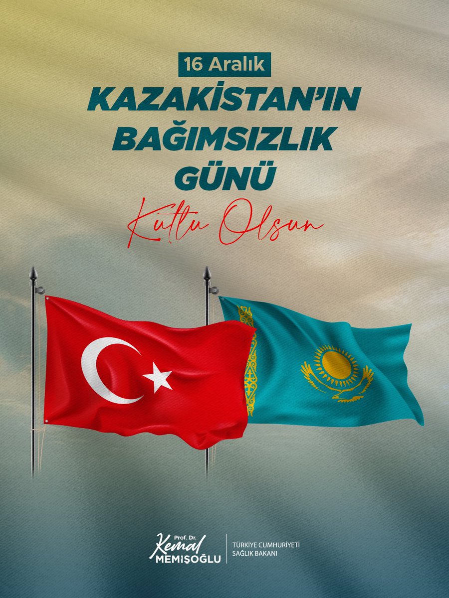 Dostumuz Kazakistan’ın Bağımsızlık Günü’nün 34. yıl dönümünü tebrik ediyor; kardeşlerimize barış ve istikrarın hüküm sürdüğü müreffeh bir gelecek diliyorum. 🇹🇷🇰🇿