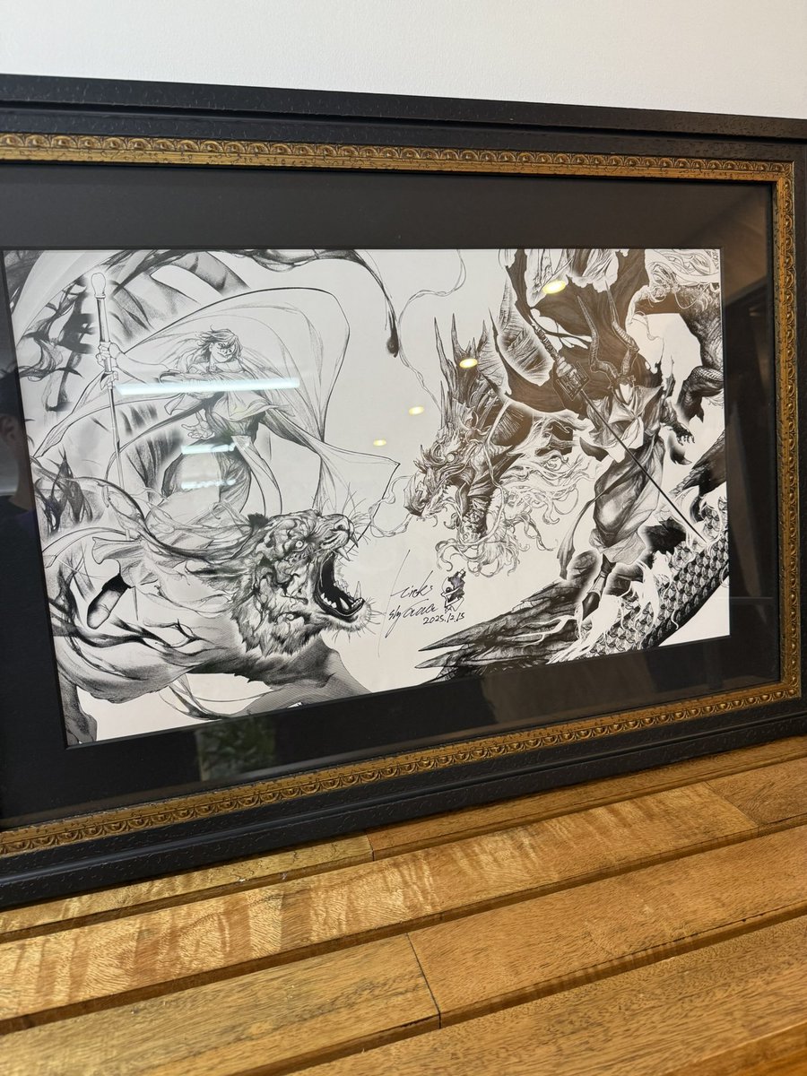 弊社に鎮座している『黒魔無双』の複製原画に石澤寛伎先生