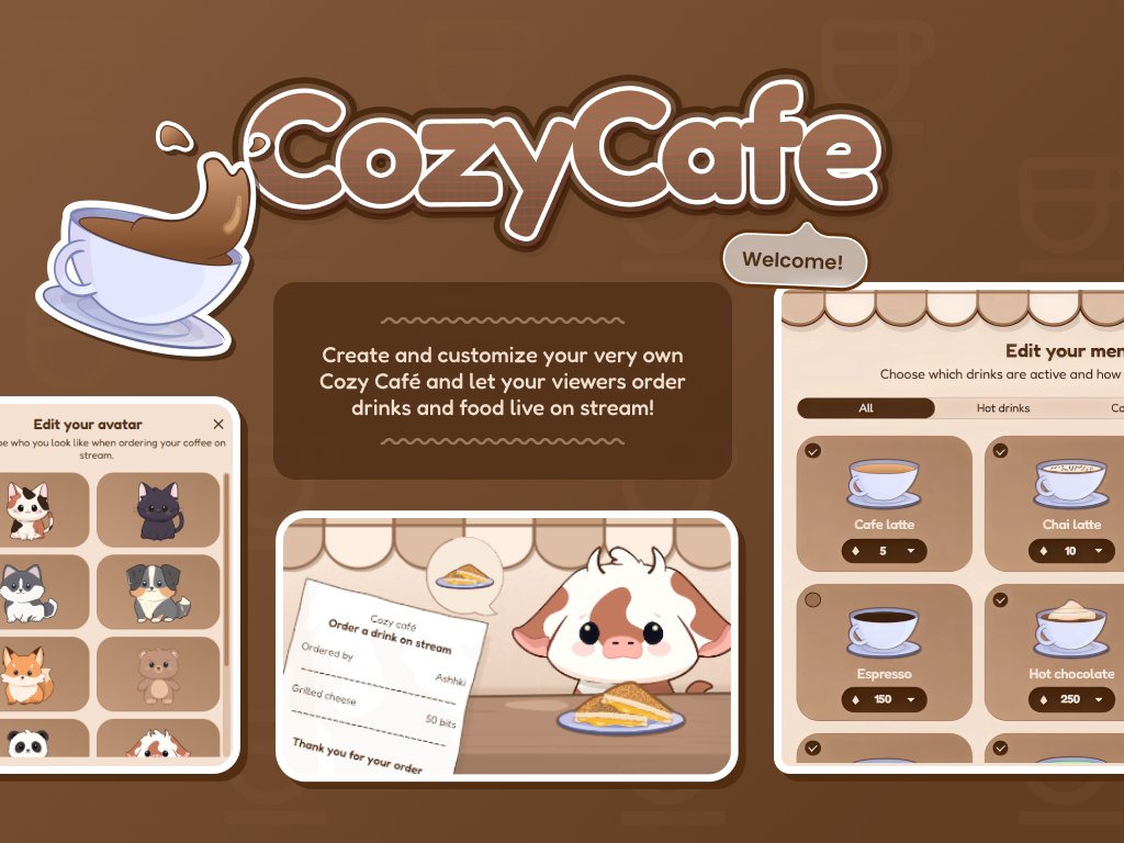 1/6 ☕️✨ 𝗠𝘆 𝗳𝗿𝗲𝗲 𝗧𝘄𝗶𝘁𝗰𝗵 𝗲𝘅𝘁𝗲𝗻𝘀𝗶𝗼𝗻 𝗖𝗼𝘇𝘆 𝗖𝗮𝗳𝗲́ 𝗩𝟭 𝗶𝘀 𝗼𝘂𝘁 𝗻𝗼𝘄!

Open your own café on your Twitch channel and let viewers redeem drinks live on stream 💬☕️

Please RT &amp; interact to help me reach more streamers 🩷

Details &amp; link in thread 🧵👇