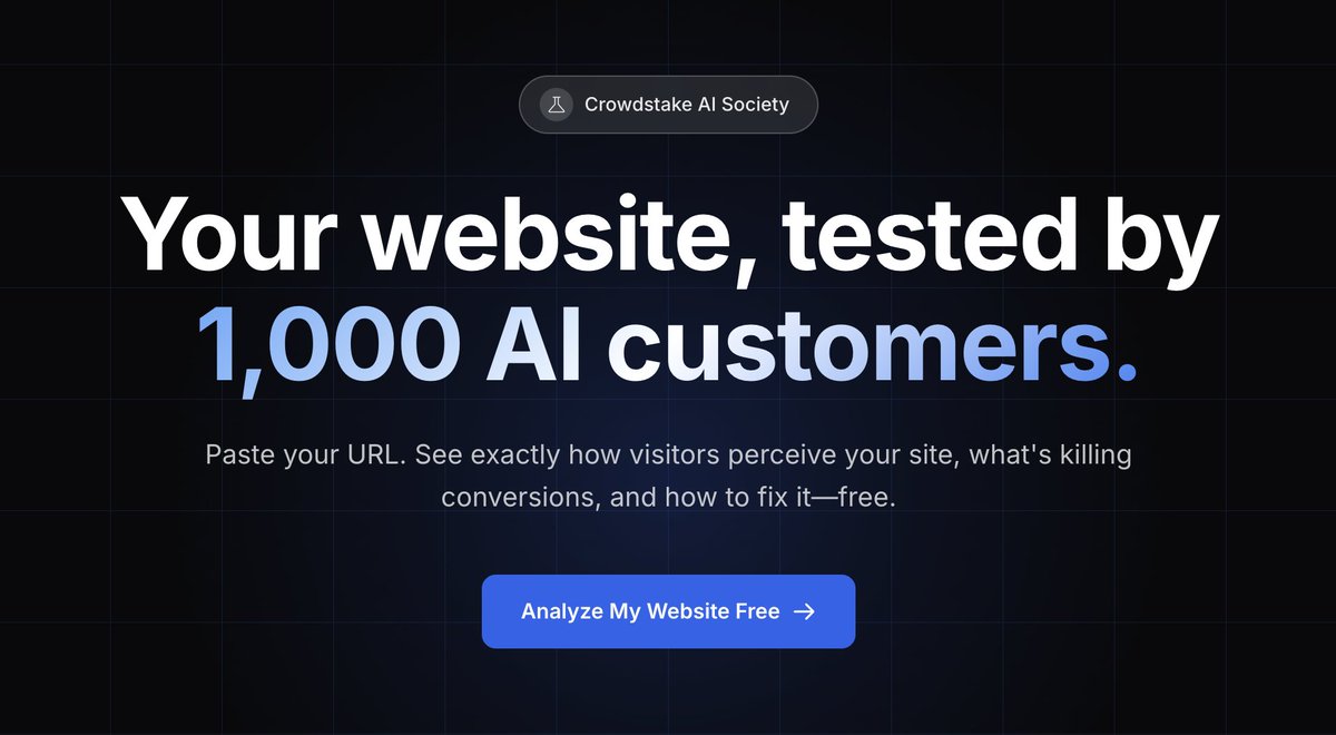 New feature release. AI Society. See your website through your customers' eyes - before you spend money finding out the hard way!

The team has been working on this for a long time. Excited to start sharing it!

crowdstake.com/ai-society