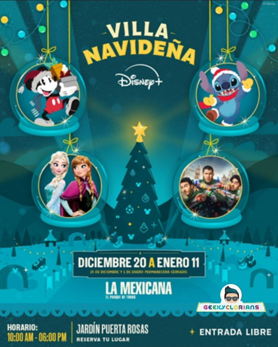 🎄🎅✨️ Parque La Mexicana, en Santa Fe, se transforme en "La Villa Navideña Disney+", una experiencia familiar que abrirá sus puertas del 20 de diciembre hasta el 11 de enero. 

La entrada es gratuita con registro previo en el siguiente link: villadisneyplus.com