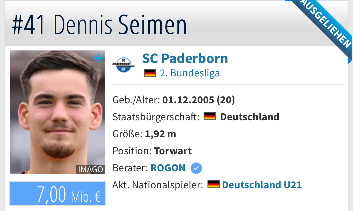 Dennis Seimen nun 2. wertvollster Spieler der 2. Bundesliga hinter oberhypedhorn