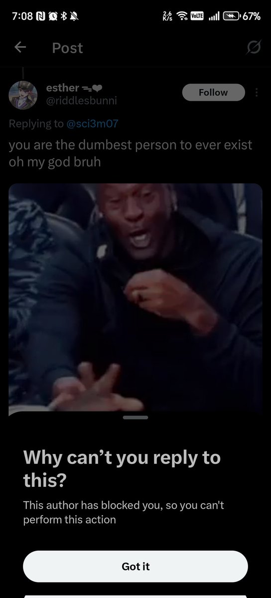 sci3m07's tweet image. Blocking without countering your argument= I know I'm wrong can't admit it tho😢
Every damn time its fucking hilarious