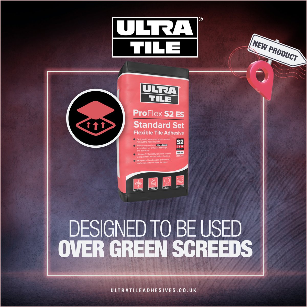 UltraTile_UK's tweet photo. Waiting weeks for screeds to dry is a thing of the past. ⏱️

Introducing UltraTile ProFlex S2 ES – the flexible, high-performance adhesive that lets you tile over green screeds in no time at all!

🔗 Learn more: https://t.co/BeG78vW6ji 

#UltraTile #ProFlexS2ES https://t.co/Af6dnIokXf