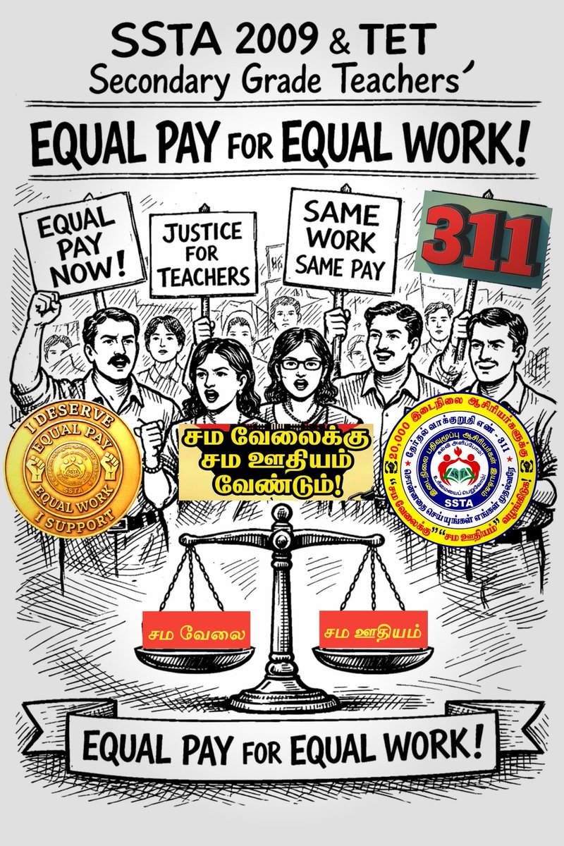 சமூக நீதி வழங்கும் அரசில் இடைநிலை ஆசிரியர்களுக்கு நீதி வேண்டும்...!
நீதி கிடைக்கும் வரை சிறை செல்லவும் தயாராக இருக்கிறோம்...!!
#JusticeForTNSGTeachers 
<a href="/CMOTamilnadu/">CMOTamilNadu</a> 
<a href="/TThenarasu/">Thangam Thenarasu-தமிழ்நாட்டை தலைகுனிய விடமாட்டேன்</a> 
<a href="/Udhaystalin/">Udhay - தமிழ்நாட்டை தலைகுனிய விடமாட்டேன்</a> 
<a href="/Anbil_Mahesh/">Dr. Anbil Mahesh</a>