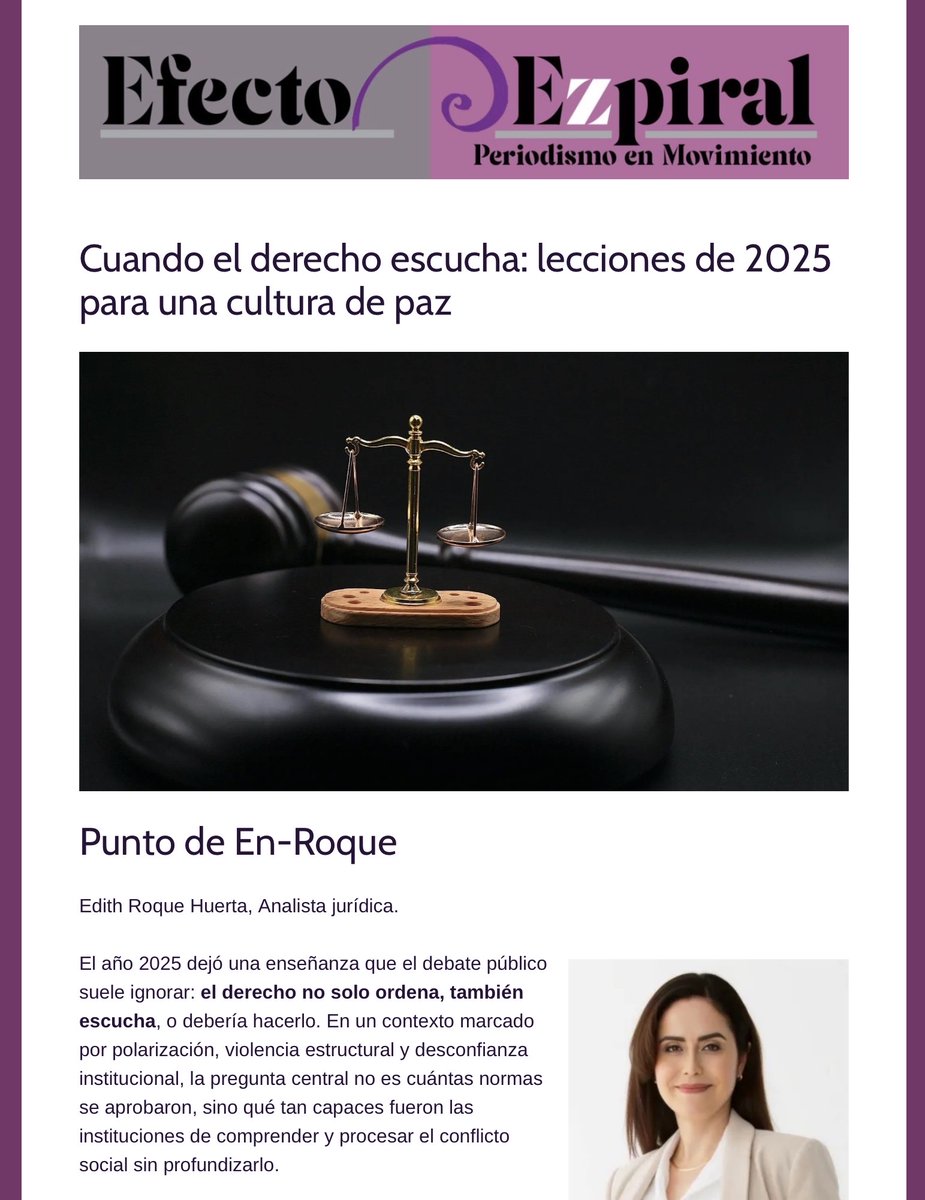 ⚖️🕊️ Cuando el Derecho escucha, la paz es posible

2025 dejó una lección clara: no basta con leyes, necesitamos un Derecho que escuche a las personas, que comprenda contextos y transforme conflictos en oportunidades de paz.

La cultura de paz se construye desde la interpretación