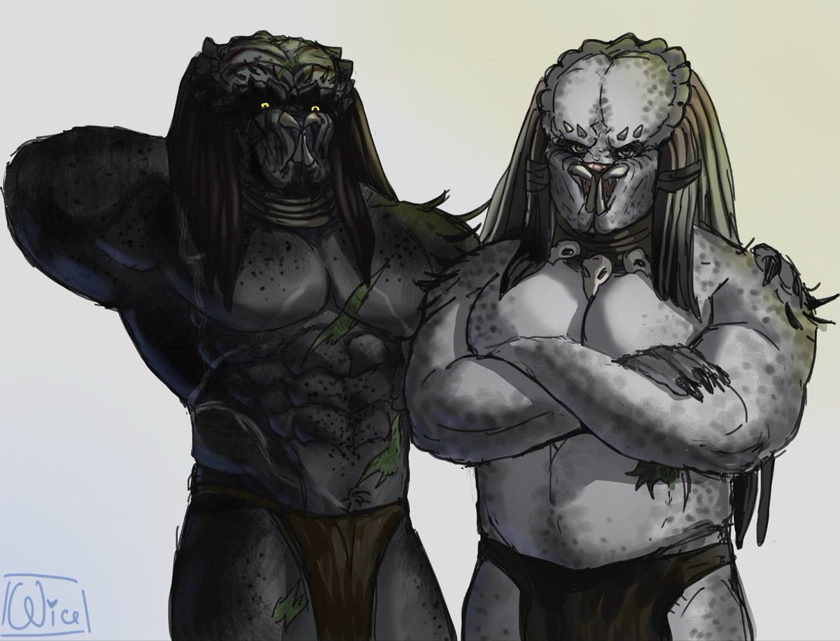 WicesheZZ's tweet photo. Big boys 🙂‍↔️ Ghost (@Beefy_yautja) and Kra’Vey 
#Predator #sketch #yautja #YautjaOC #predator https://t.co/kvchsZ8PWI