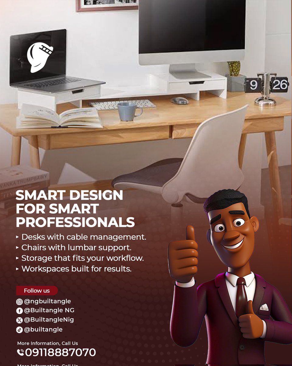 BuiltangleNig's tweet photo. Smart professionals need smart workspaces.
Functional desks, ergonomic chairs, and layouts built for productivity.
Buy from us today.
📞 09118887070
#OfficeDesign #WorkspaceGoals #Builtangle https://t.co/viD0jwr9ze