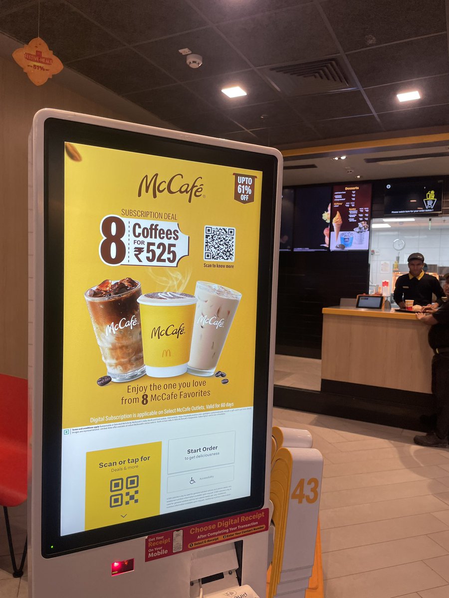 _mrhacks's tweet photo. @mcdonaldsindia  Today I Purchased a McCafé coffee subscription at McDonald’s , Anthurim Tower, Sec 73, Noida based on in-store ads. After purchase, staff said subscription is NOT accepted at this outlet and asked me to use another store. https://t.co/8x4nmZG8Y8