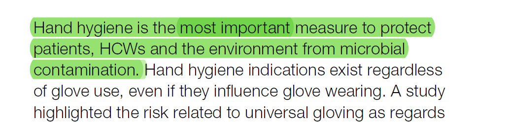 Excerpt from the WHO 2009 WHO guideline.
Note the lack of citations next to the oft cited and unevidenced hands are the single most important blah blah blah