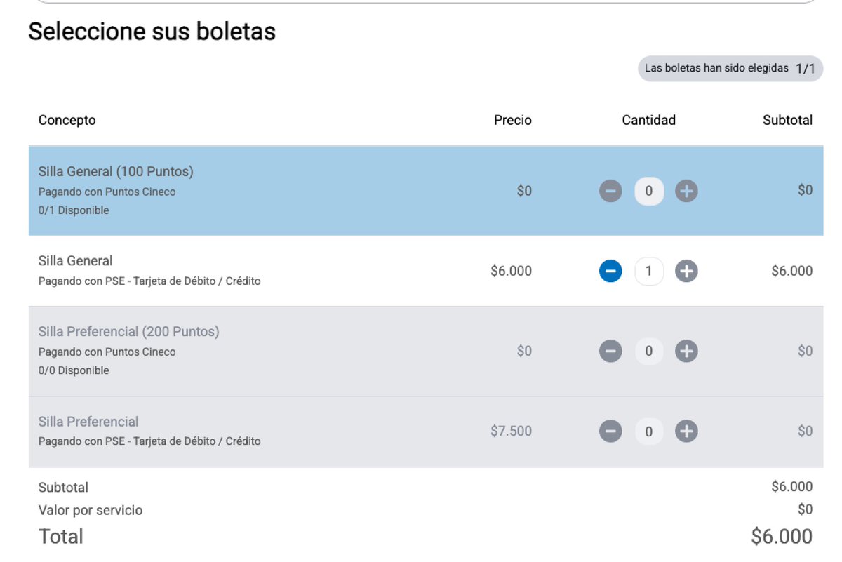 JuandresYN's tweet photo. ¿Se dieron cuenta de que @Cine_Colombia ya no deja comprar con la tarjeta Cineco y que entonces ya no pueden acumular visitas para ser platino? En los TyC dice que las visitas ÚNICAMENTE con T. Cineco https://t.co/IgnxTw1Xej