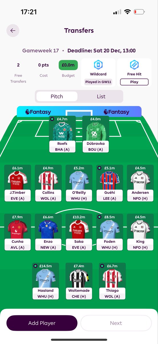 OmerFolger's tweet photo. @FPL_Weiss אחרי חמישה ימים ירוקים של חמישה אחוז כל פעם 
חושב להכניס את ברונו ואת רוג׳רס במקום אנזו וקונייה ולהוציא את וולטמדה לקרופי https://t.co/wV0Zgm8l3F