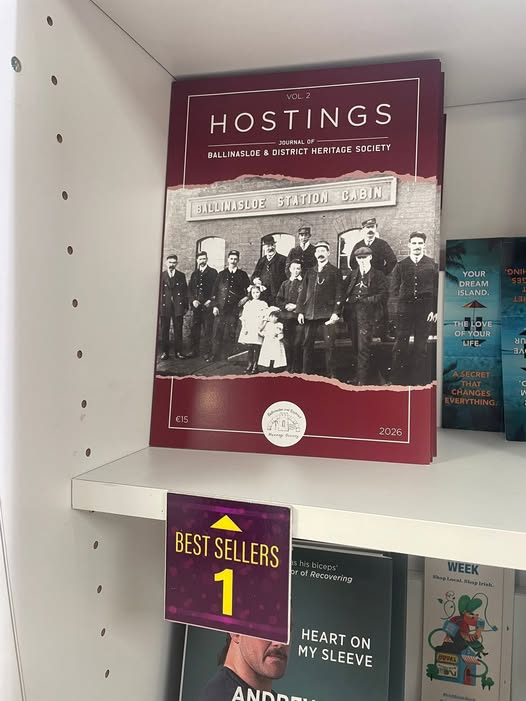 I was delighted once to have served as editor of Hostings, journal of the Ballinasloe and District Heritage Society . Currently the bestseller locally, it makes the ideal Christmas gift for Ballinasloe people (and not only) at home and abroad!