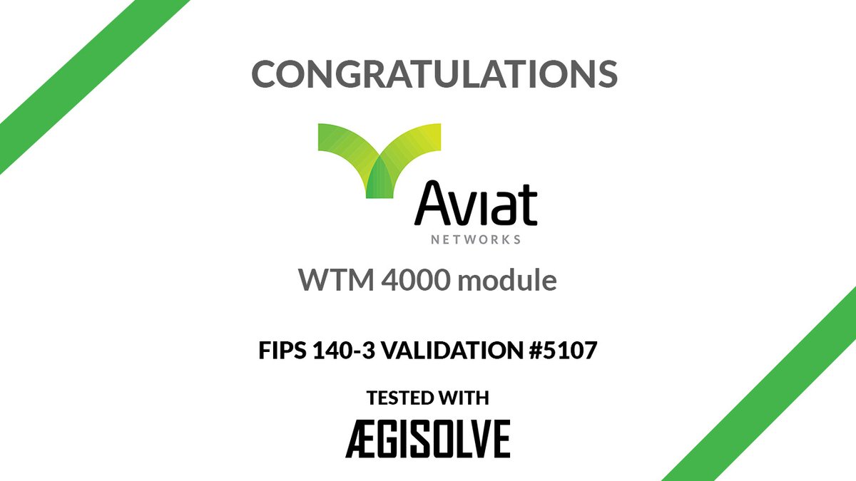 aegisolve's tweet photo. Congratulations, Aviat! New FIPS 140-3 Validation, tested with AEGISOLVE.

https://t.co/h8Y7GeFsgd https://t.co/JDkyzdf8Ok