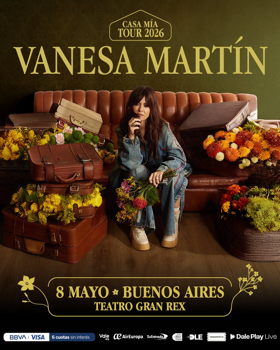 VANESA MARTÍN LLEGA A LA ARGENTINA CON SU NUEVA GIRA “CASA MÍA”.

8 DE MAYO - TEATRO GRAN REX

Entradas a la venta por TuEntrada desde el miércoles 17 de diciembre a las 13hs

(6 cuotas sin interés con BBVA visa durante todo el período de venta)