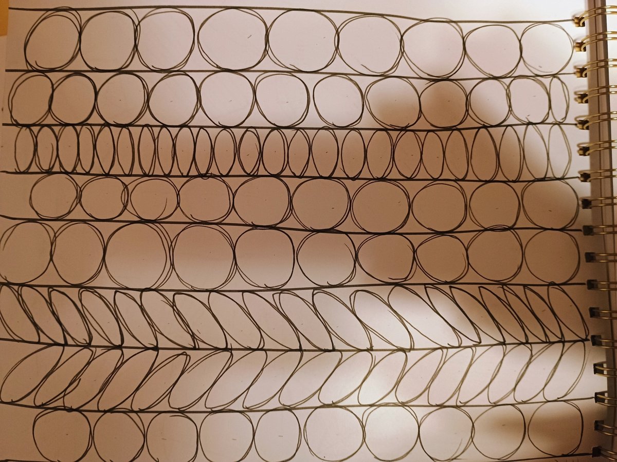 PostBoxDownWay1's tweet photo. Keeping it going. What I've been up to these last few days. My line control is terrible at times.
#artpractice
#art
#artjourney
#sketches
#shapes
#lines
#shapepractice
#circles
#doodling 
If I give up, I go nowhere https://t.co/4XClGBj5SF