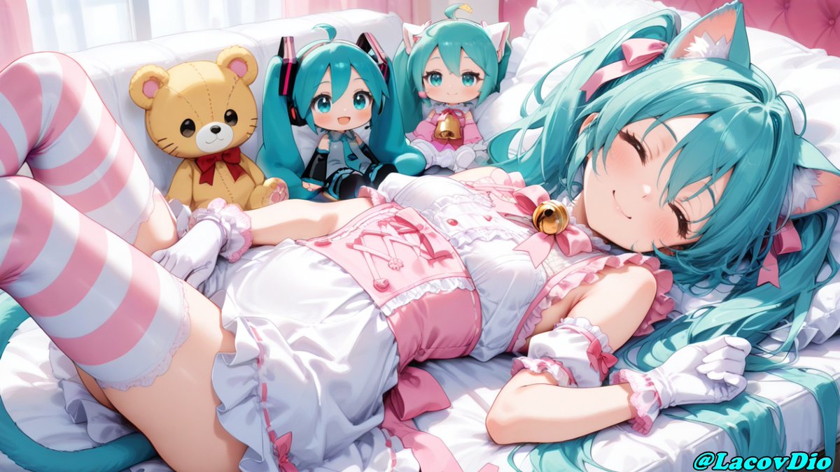 2025-12-17 #6 Sleeping Cat *AIイラスト *初音ミク