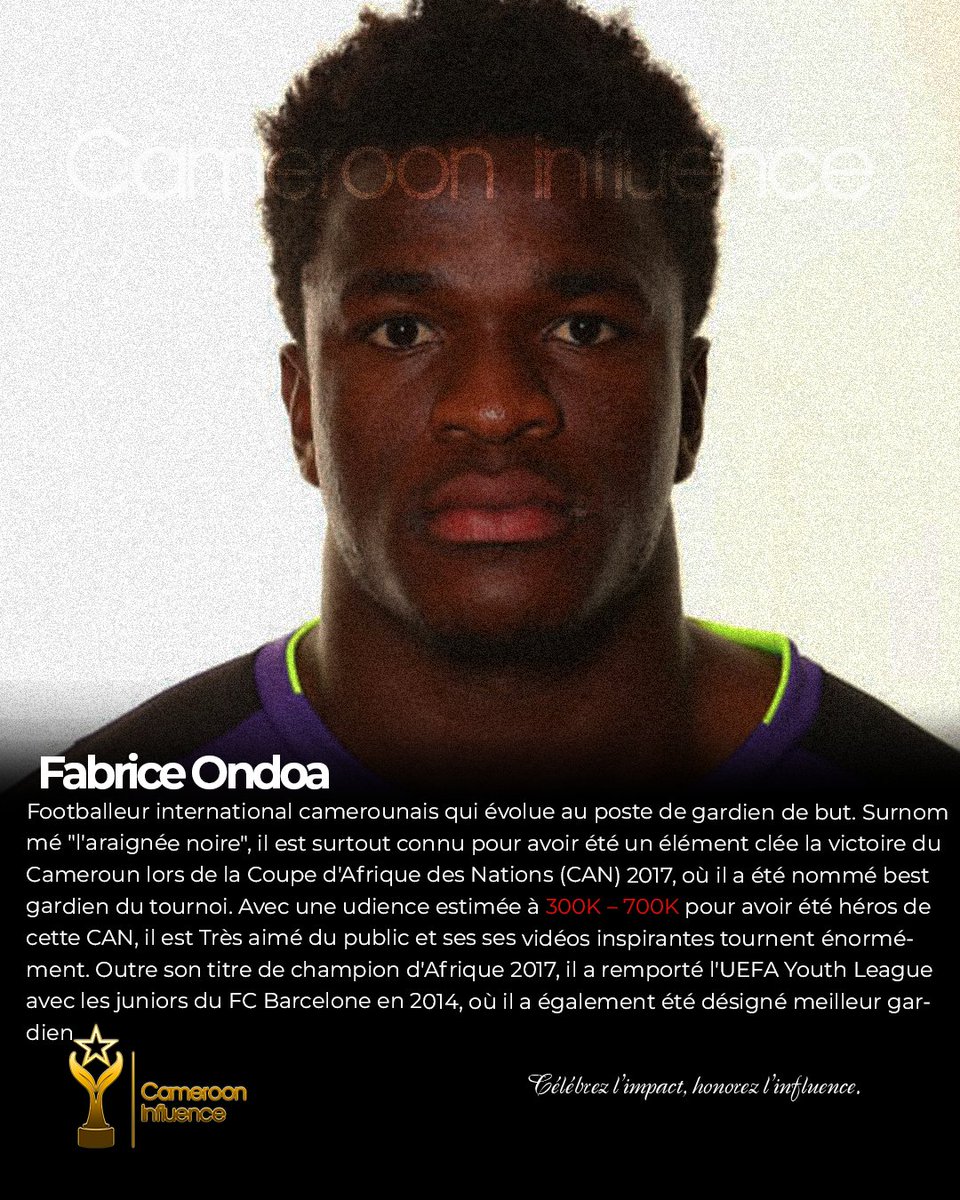 Cameroon_Inf's tweet photo. ls font vibrer le Cameroun sur le terrain et inspirent des milliers de fans sur le web.
@christopherWow_ @Gaelondoua17 @fabriceondoa 
#LionsIndomptables #FootballCamerounais #CamerounInfluence #VertRougeJaune #InfluenceSportive https://t.co/R8CvBvVjVz